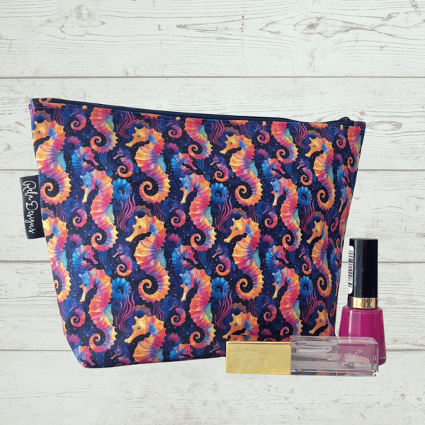 Makeup bags bright seahorses