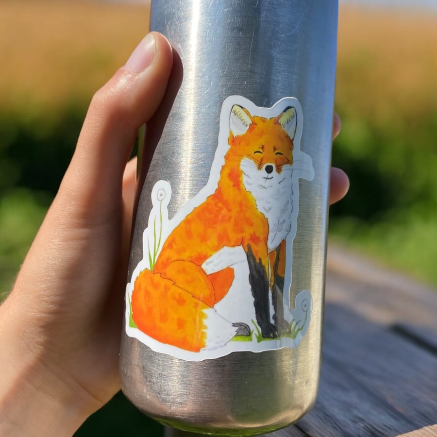 Fox Vinyl Sticker – Original Watercolour Design - Folksy