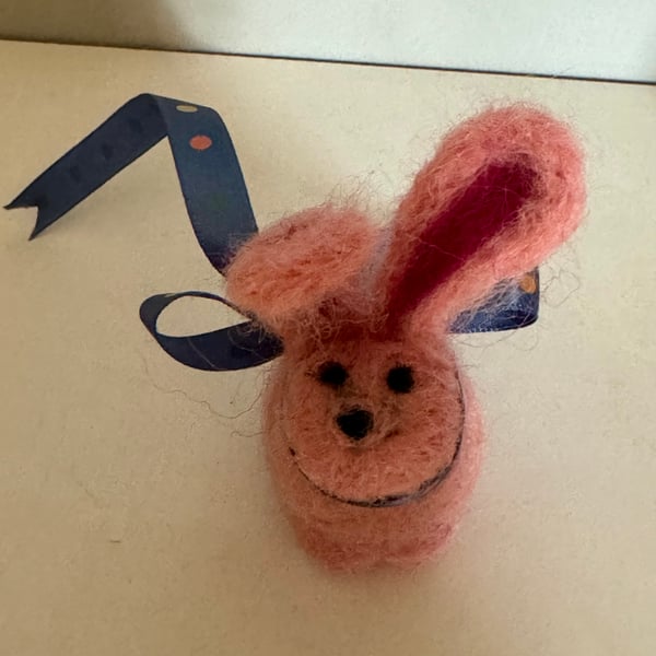 Hand Felted Cute Pink Bunny