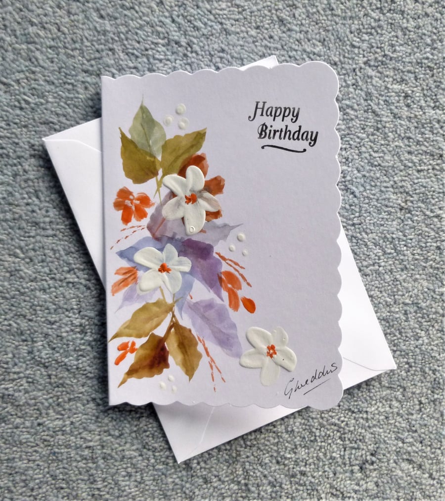 hand painted birthday card ( ref FA20 D3 )