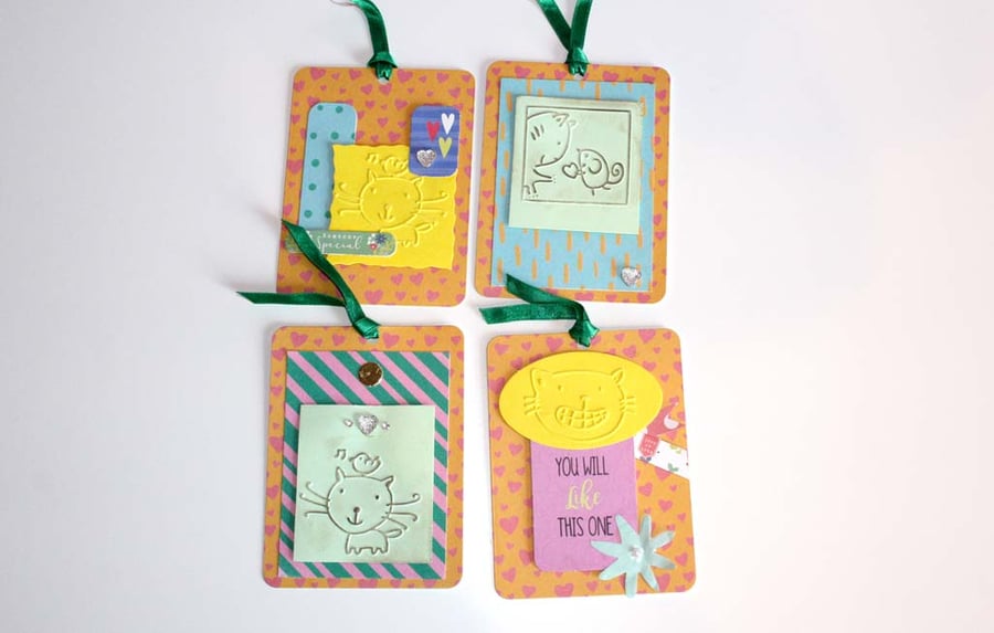 SALE Cat Love Heart Gift Tag Set