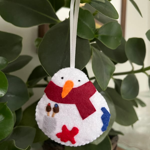 The Arty One - Felt Snowman Decoration