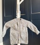 Hand-Knitted Baby Cardigan with Side Cable Detail – Soft Heather Grey (6-9m)