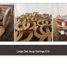 Large Wood Hoop Earrings. Recycled oak whiskey staves. FREE Delivery UK