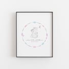 Personalised Bunny Nursery Print – Whimsical New Baby Gift with Name & Date