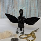Black Indian Runner Duck Spun Cotton Miniature Art Doll