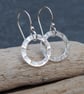 Silver Daisy Chain Hoop Dangle Earrings, Silver Flower Hoops, Drop Earrings, ARC