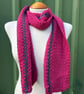 Handmade Fuchsia Pink Scarf with Purple Detail - Image 3