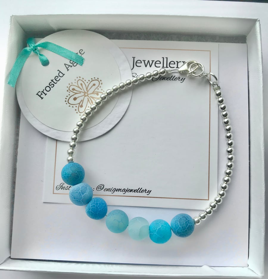 Sterling Silver & Frosted Agate Bracelet