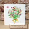 Age Birthday Card Flower Bouquet - Printed with any age