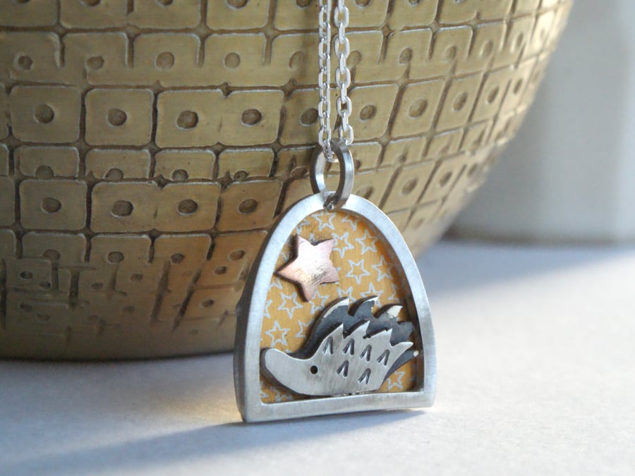 Tiny hedgehog necklace