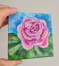 Pink rose mini canvas painting original art acrylic painting home decor - Image 2