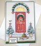 Handmade Christmas card - festive front door - Image 1