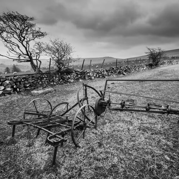 Old Farm Machinery, Dartmoor - black & white limited edition photography print