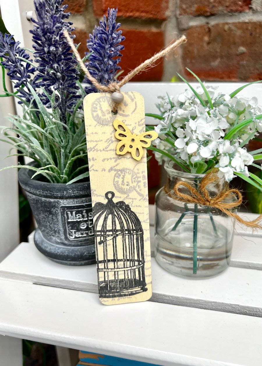 ‘Butterfly Birdcage’ Wooden Bookmark 