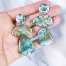 Marbled Polymer Clay Statement Earrings: Handmade Organic Design