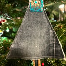 Handmade Christmas Tree Hanging Decoration - Preloved denim