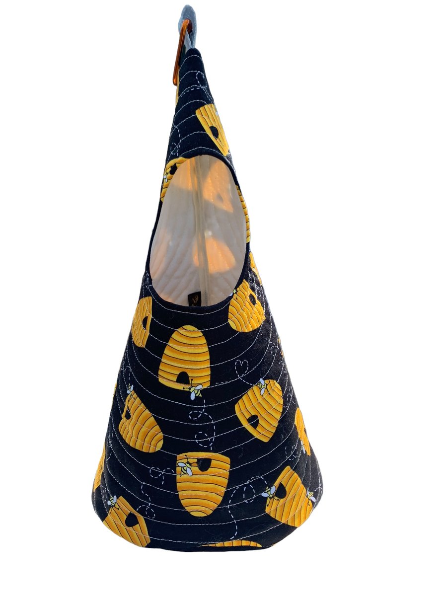 Quilted Handmade Peg Bag featuring bee hives 
