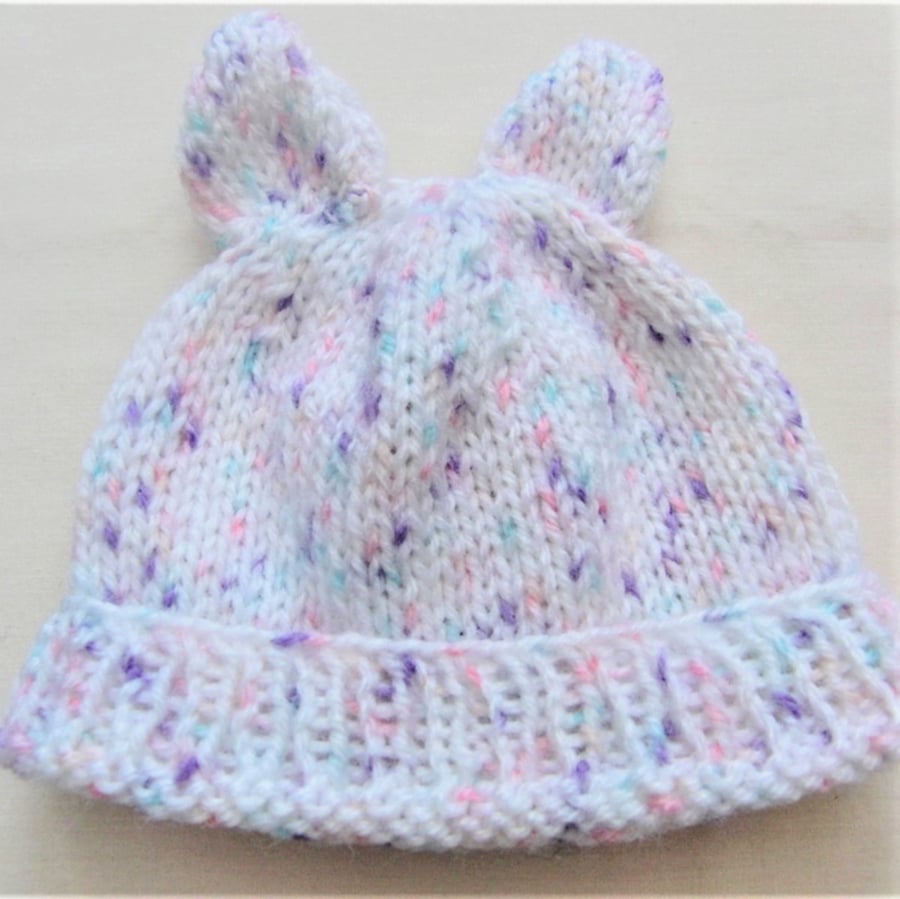 Baby's Hand Knitted Hat with Teddy Bear Ears, Gift Ideas for Baby, Baby's Hat