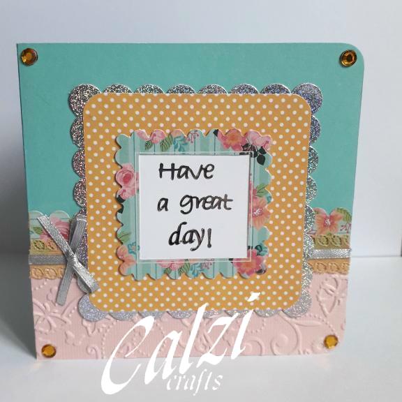 "Have a great day" Roses & Spots Blank Greeting Card