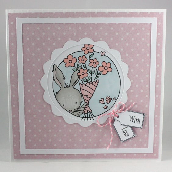 Handmade any occasion card - bunny bouquet