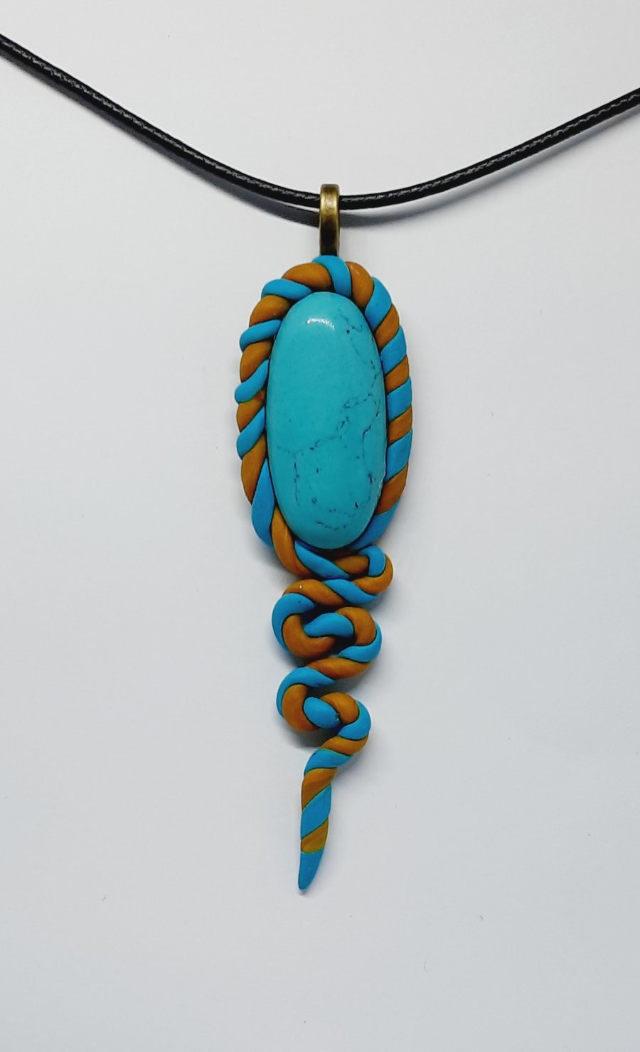 Gemstone and Polymer clay pendant 