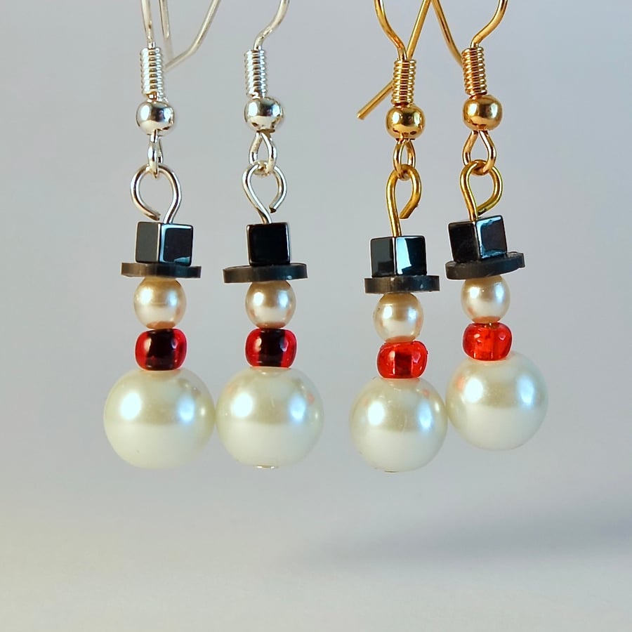 Christmas Snowman Earrings 2 Pack, Stocking Filler, Secret Santa, Includes P&P