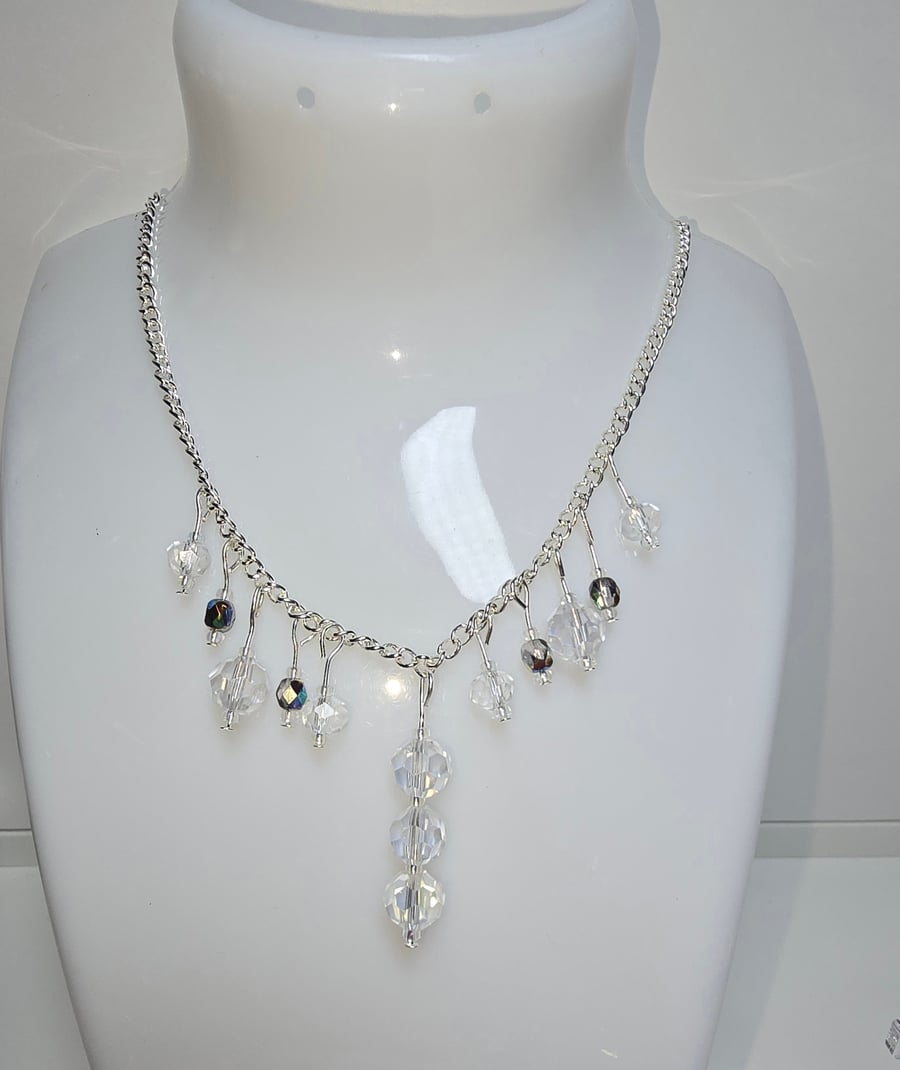 Clear glass beaded necklace