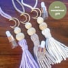 Macrame car diffuser, essential oil air freshener, mirror charm - moon - lilac