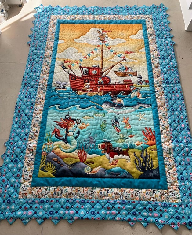 Sea Dogs Having Fun Hand Quilted Sea quilt