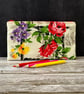 Pencil Case made from Rare 1940s Vintage Barkcloth Fabric, Red