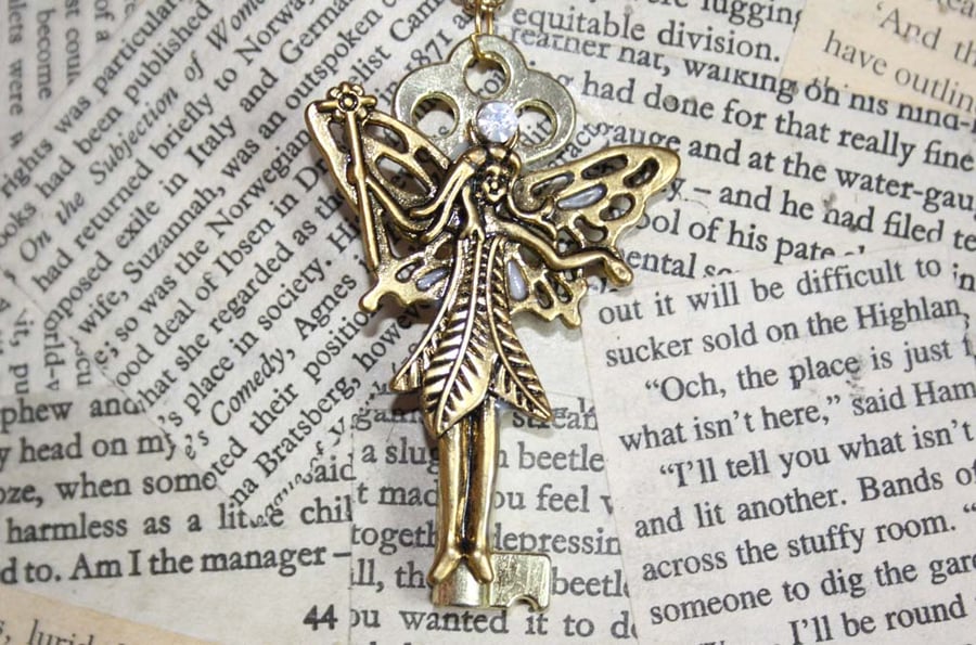 Gold Fairy Magic Key Necklace