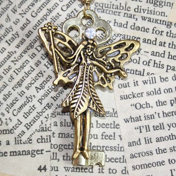 Gold Fairy Magic Key Necklace