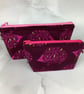 Hedgehog makeup bag, Pink zip bag, 2 size options, Handmade - Image 1