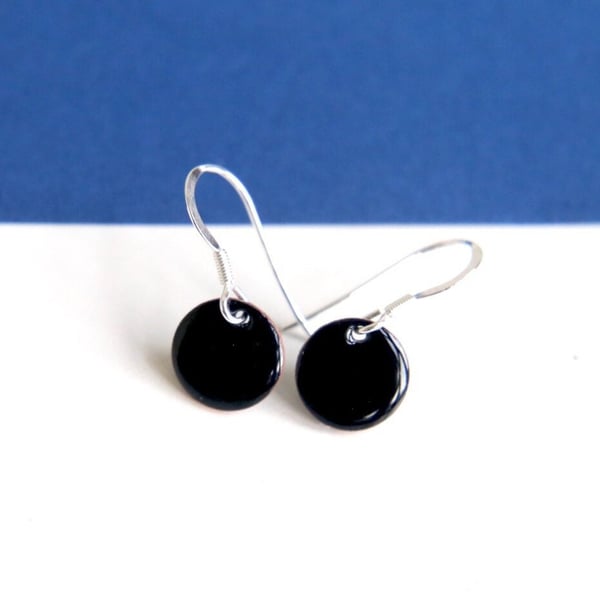 Little Black Earrings enamel mini dots