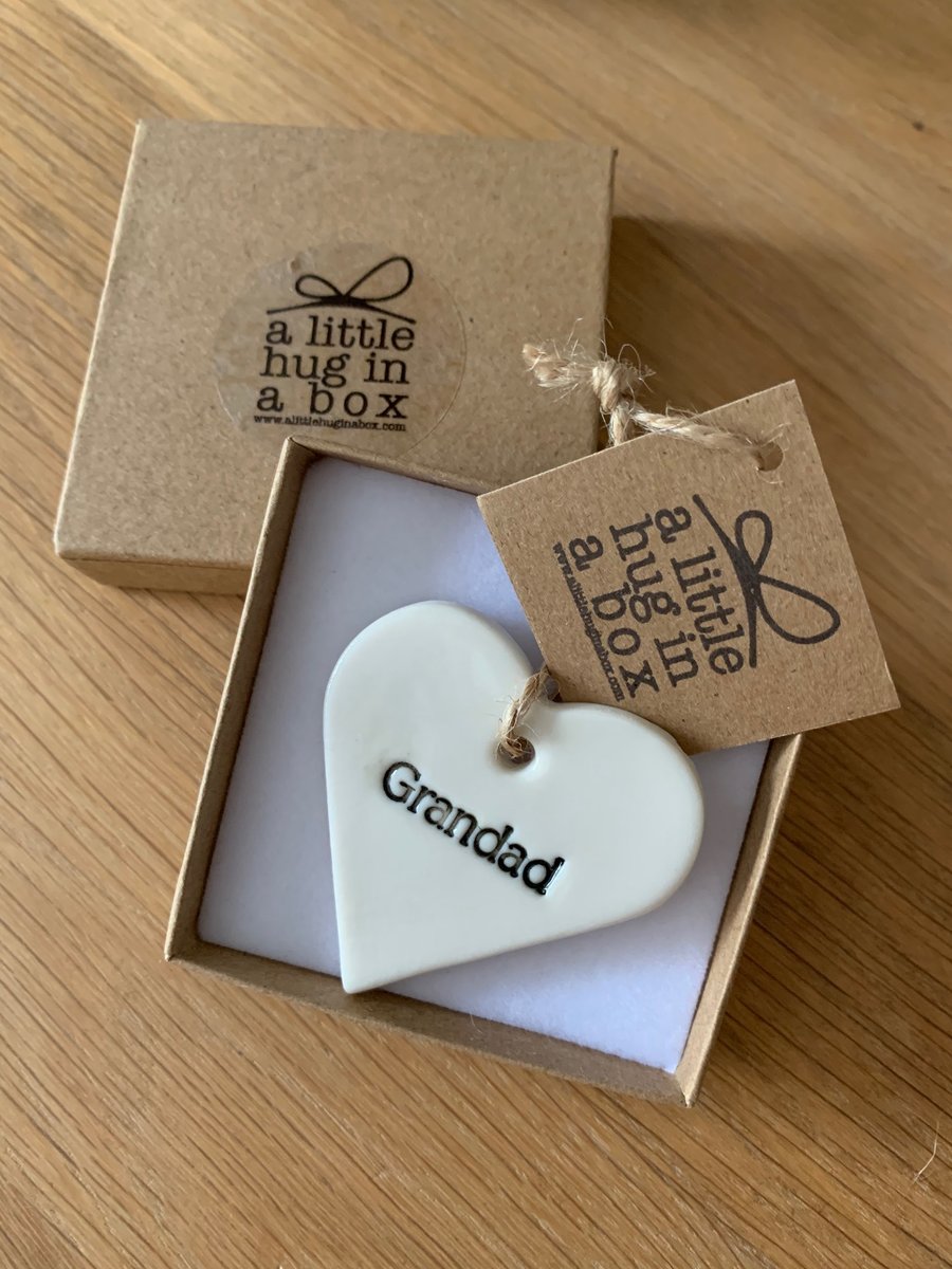 A little hug in a box porcelain Grandad heart gift