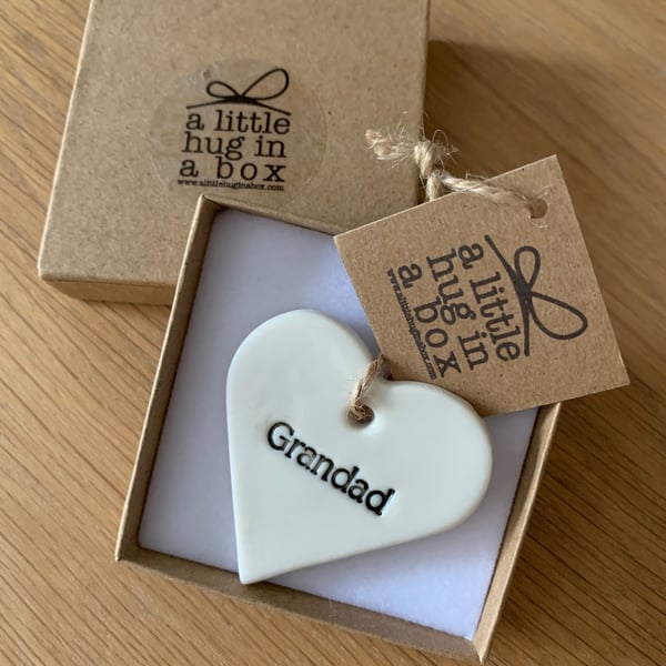 A little hug in a box porcelain Grandad heart gift