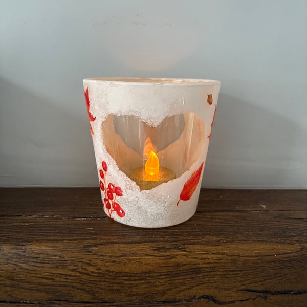 Autumn glass candle holder