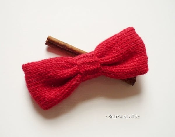 Men's red knitted bow - Small gift for him - Wool bowtie for guys