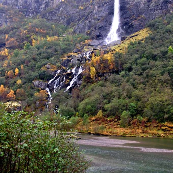 Waterfall Flamsdalen Valley Flam Norway Photograph Print