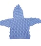 Hand Knitted Baby Cardigan, Hooded, Light Blue, Bobble Pattern, Infant Sweater  - Image 9