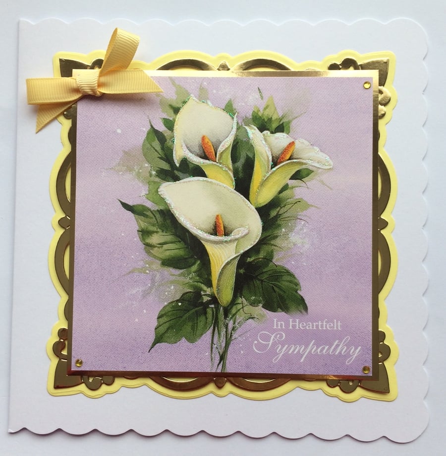 Sympathy Handmade Card In Heartfelt Sympathy Calla Lilies Sorry for Your Loss