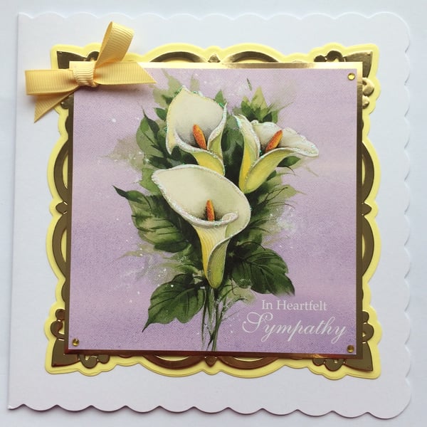 Sympathy Handmade Card In Heartfelt Sympathy Calla Lilies Sorry for Your Loss
