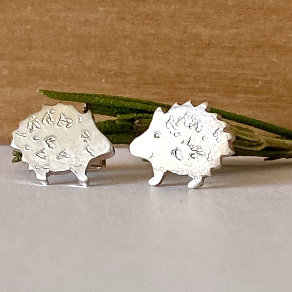 Hedgehog Earrings in Sterling Silver Stud earrings