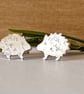 Hedgehog Earrings in Sterling Silver Stud earrings