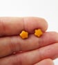 Flower stud earrings, orange. - Image 4
