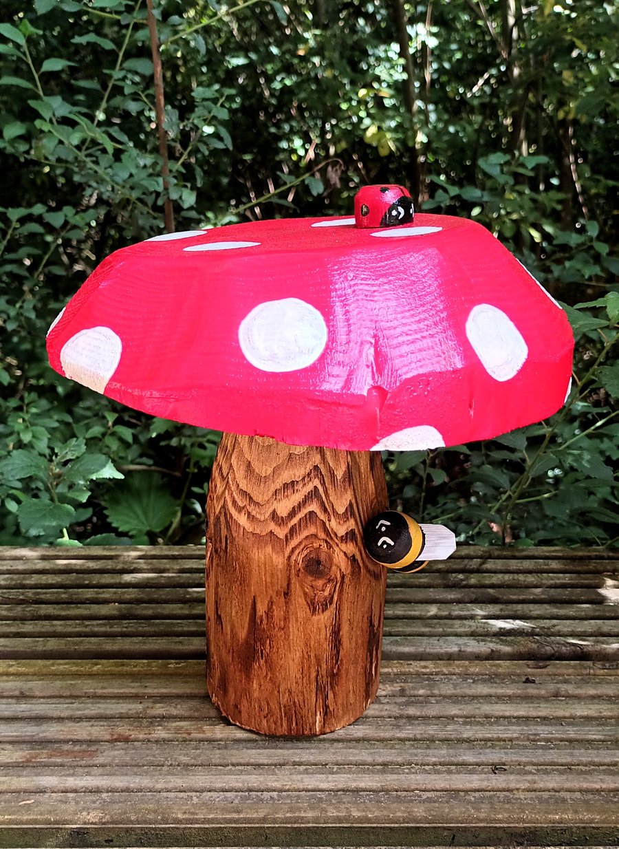 Bee on Flat top Toadstool