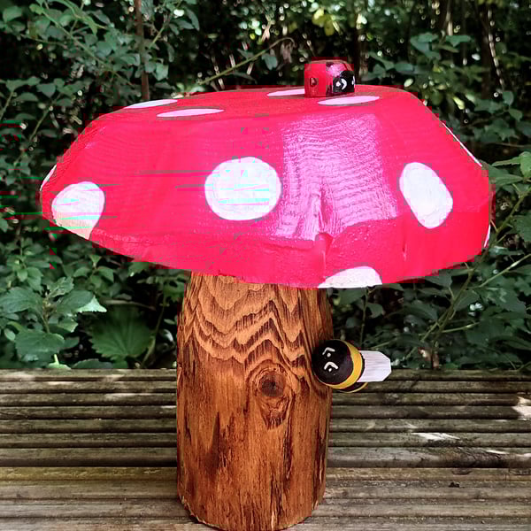 Bee on Flat top Toadstool