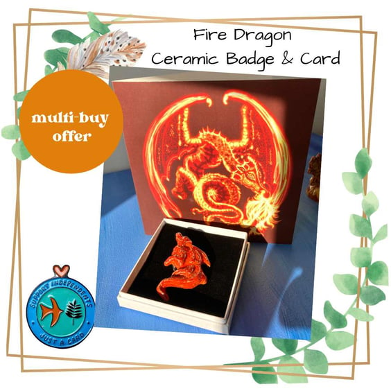 Fire Dragon Brooch & Card