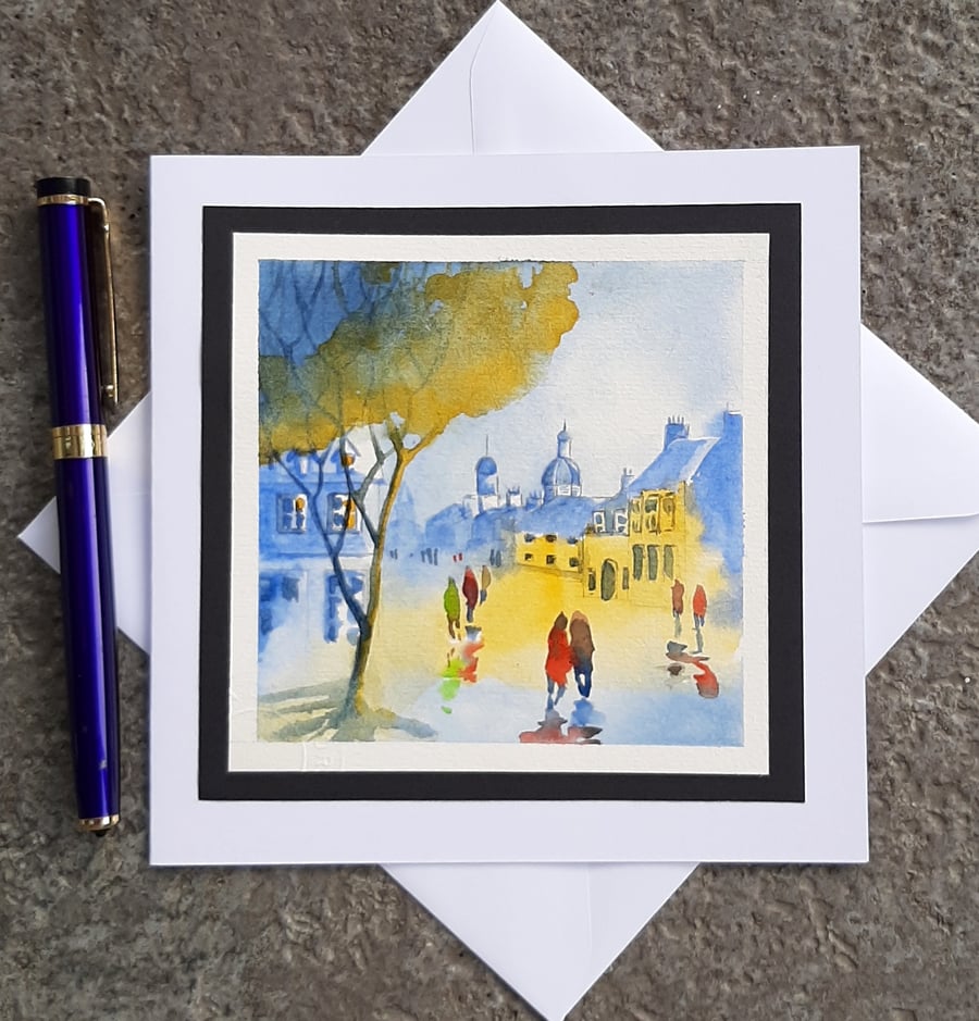 Handpainted Blank Card. Handmade. Letterbox Gift. Keepsake. Sunny Square